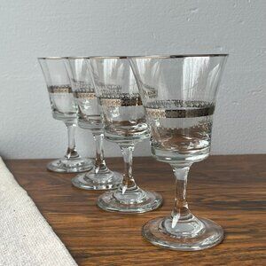 Dema Sovereign 4 Wine / Sherry Glass Platinum Ornament England 5,5" Tall